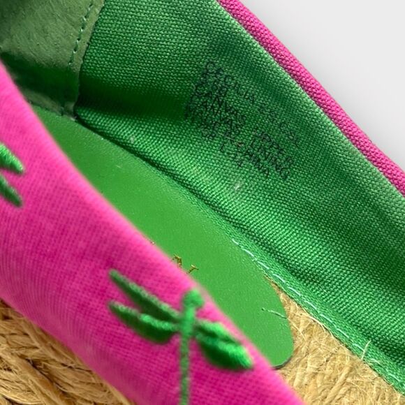 Lauren Ralph Lauren Pink Palm Cecelia Wedge Peep Toe Espadrille Sandal Sz 5.5 - Picture 6 of 6